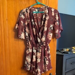 Rue21 Floral Burgundy Jumpsuit